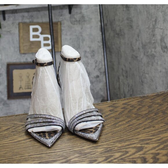 NWT INC International Concepts Dress Sandals Stiletto Heels Leopard Brown 7M - Picture 8 of 12